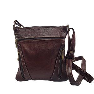 Genuine Leather Crossbody bag. Handcrafted. Wine color. Handmade.